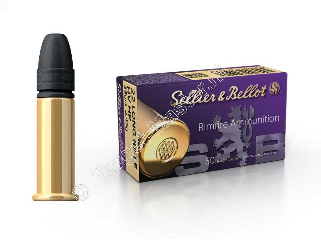 Sellier & Bellot HIGH VELOCITY HP Ammunition .22 Long Rifle 38 grain Lead Hollow Point box of 500